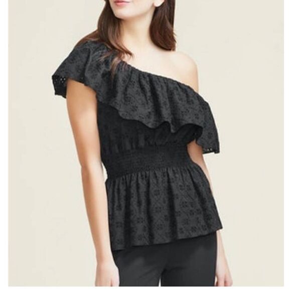Lela Rose Tops - Pearl by Lela Rose Black One Shoulder Top Sz. 4